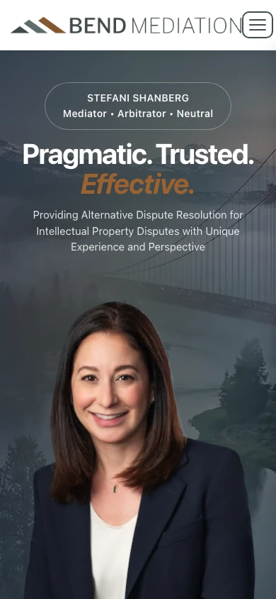 Bend Mediation law firm website, mobile homepage above the fold, designed by Dan Gilroy Design