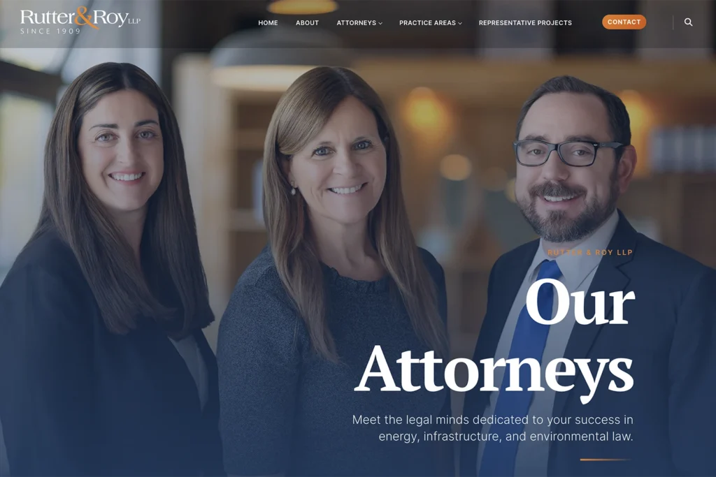 Rutter & Roy LLP law firm website, site design view 2, designed by Dan Gilroy Design