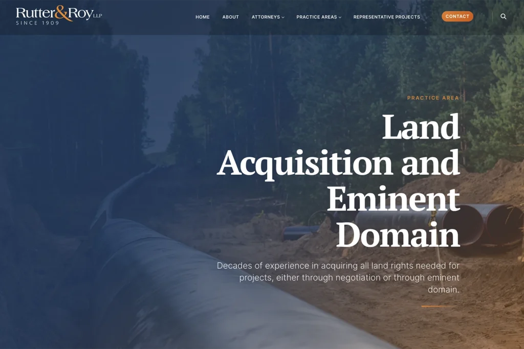 Rutter & Roy LLP law firm website, site design view 3, designed by Dan Gilroy Design