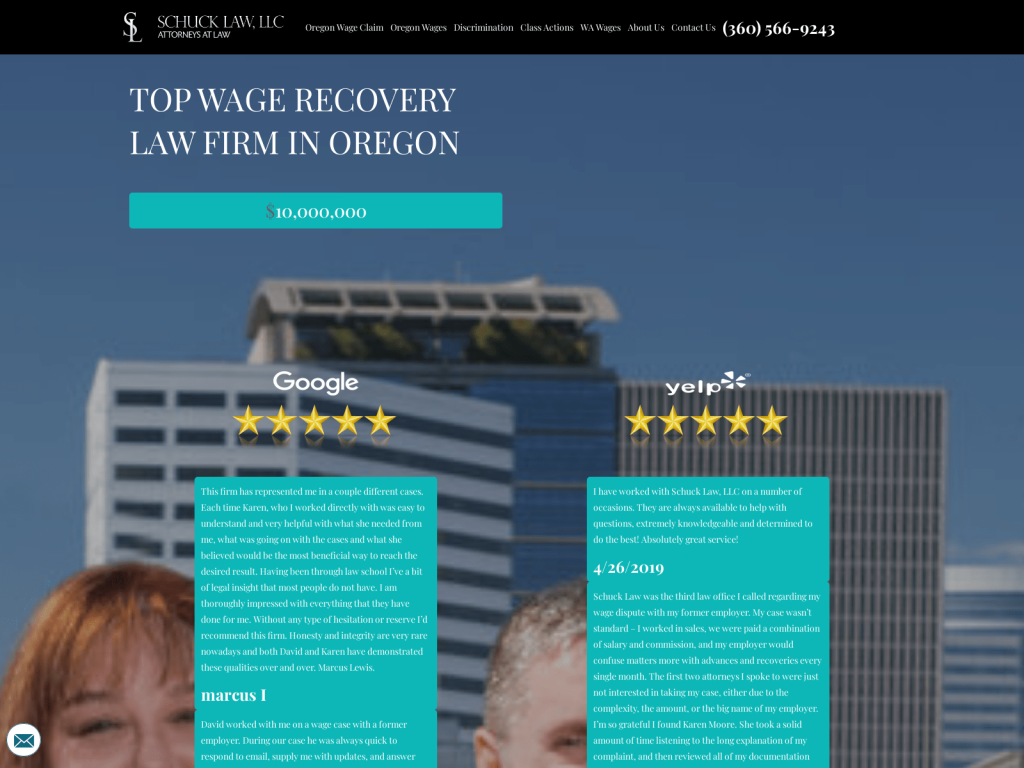 Schuck Law legacy homepage captured in May 2022, before the Dan Gilroy Design redesign