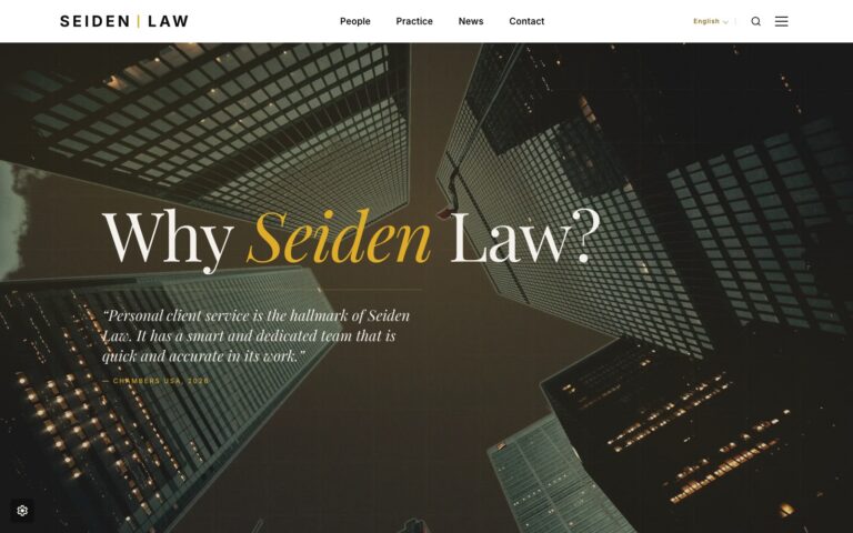 Seiden Law LLP law firm website, designed by Dan Gilroy Design