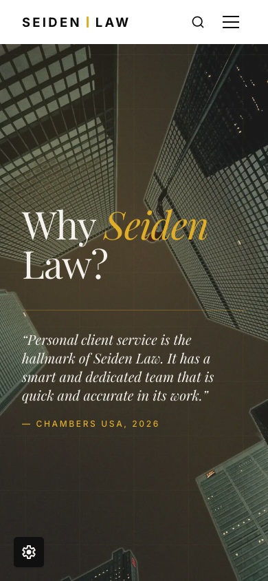 Seiden Law LLP Why Seiden Law page on mobile