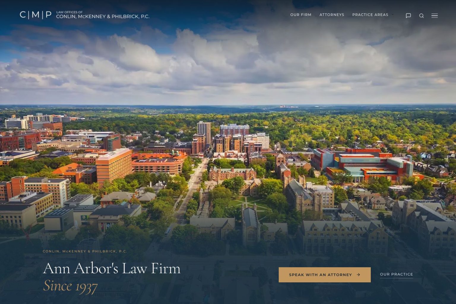 Conlin McKenney & Philbrick, PC homepage desktop design