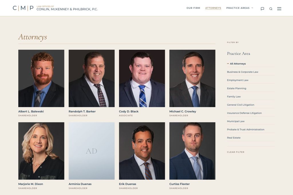 Conlin McKenney & Philbrick, PC Attorney directory desktop design