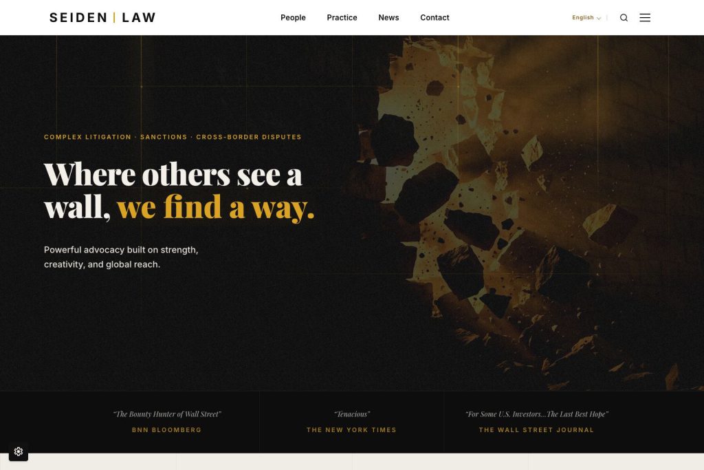 Seiden Law LLP homepage desktop design