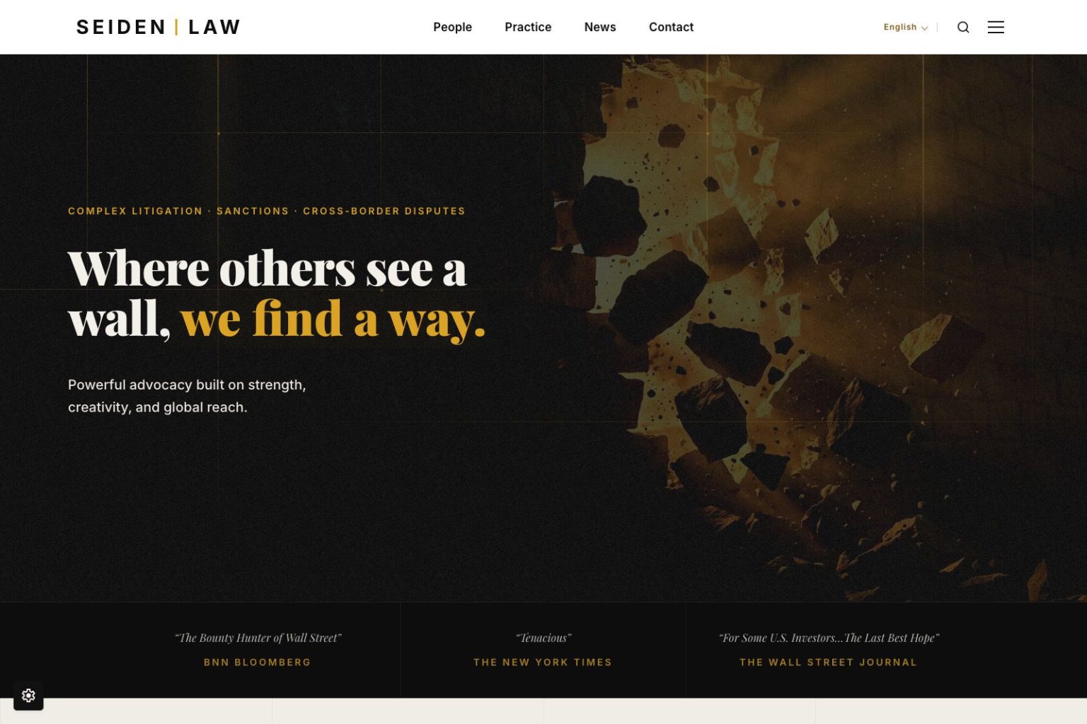 Seiden Law LLP homepage desktop design